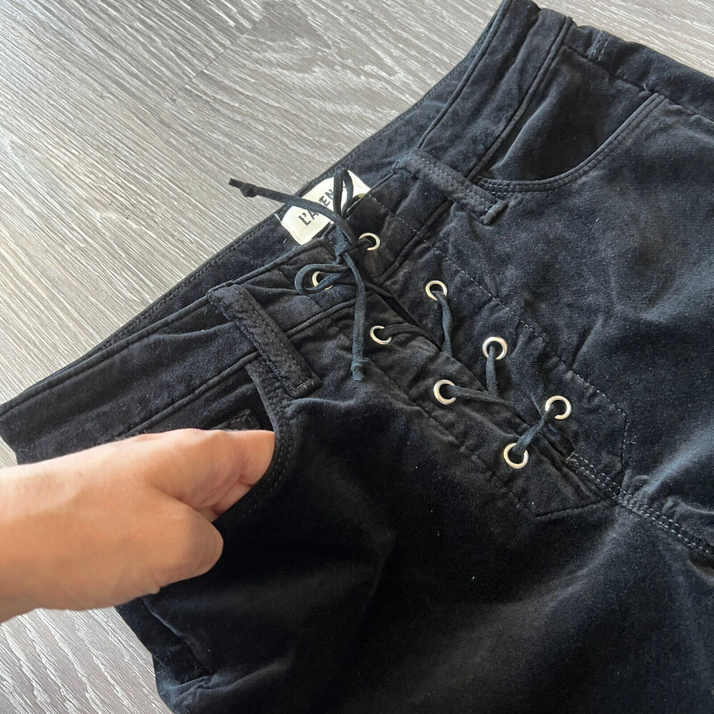 L'Agence Velvet Pants Womens Size 25 With Lace Up Front Black - Picture 8 of 11